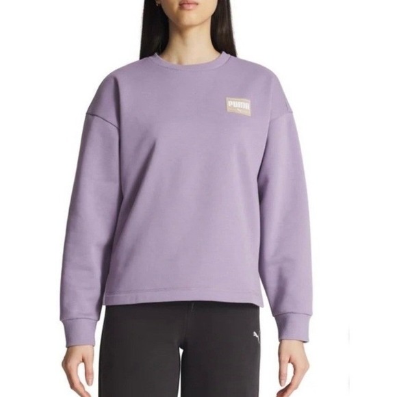 Puma Tops - Puma Womens Relaxed Fit Fleece Crewneck Sweatshirt Purple 685750-03
